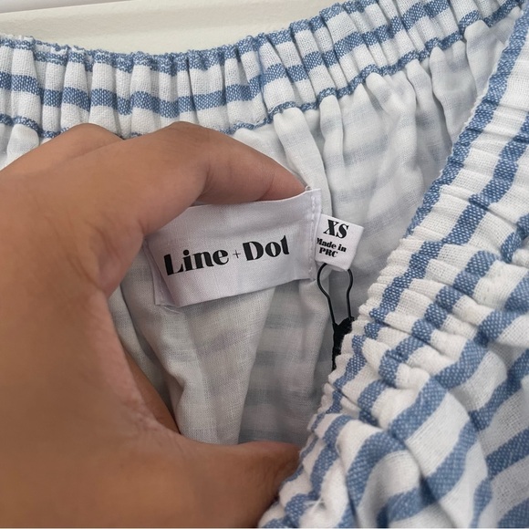 REVOLVE NWT Line & Dot Blue Stripe Lea Dress Off The Shoulder Ruffle Size XS - Picture 9 of 13